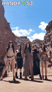 a group of women standing next to each other with the words handy 53 on the top