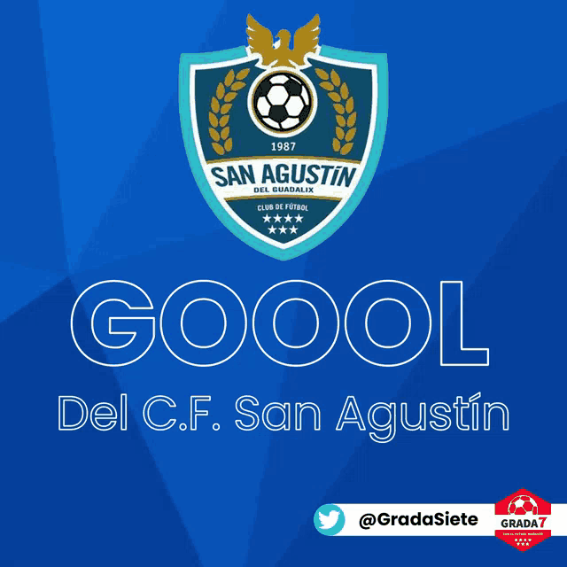 a soccer logo for san agustin del guadalix is on a blue background