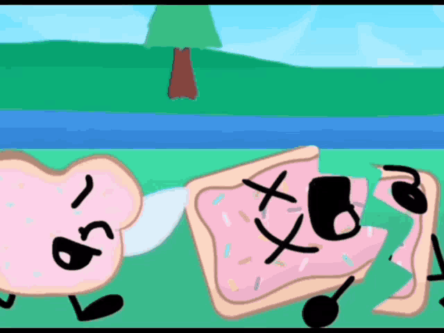 a cartoon drawing of a toaster with sprinkles and a smiley face