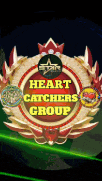 a logo for the heart catchers group with a green light behind it