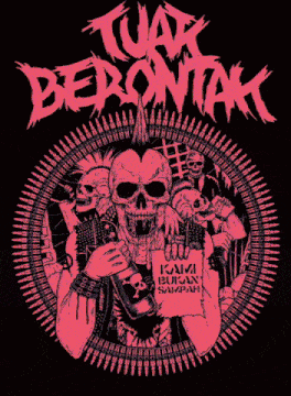 a skull with a mohawk and a sign that says kami bukan sampah