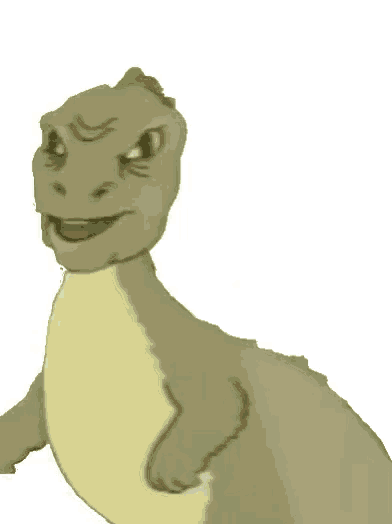 a cartoon dinosaur with the word yee written on it