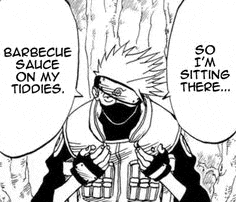 a black and white drawing of a man talking about barbecue sauce on his nipples .