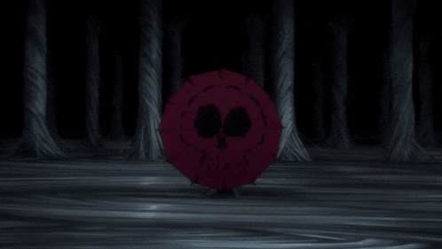 a person with a skull and crossbones on their face is holding an umbrella