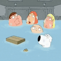 a group of cartoon characters are in a bathtub