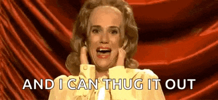 a woman is making a funny face and saying `` and i can t hug it out '' .