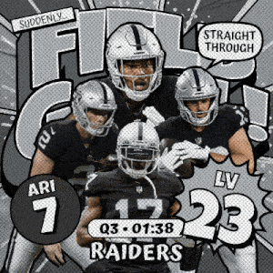 a poster for the raiders shows ari 7 and lv 23