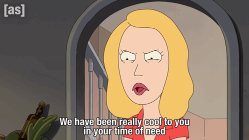 We Have Been Really Cool To You In Your Time Of Need Beth GIF - We Have Been Really Cool To You In Your Time Of Need Beth Rick And Morty GIFs