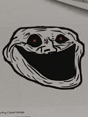 a png clipart image of a troll face on a white background