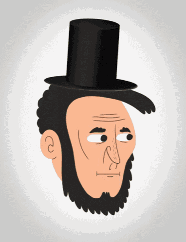 a cartoon of abraham lincoln wearing a top hat and a scarf
