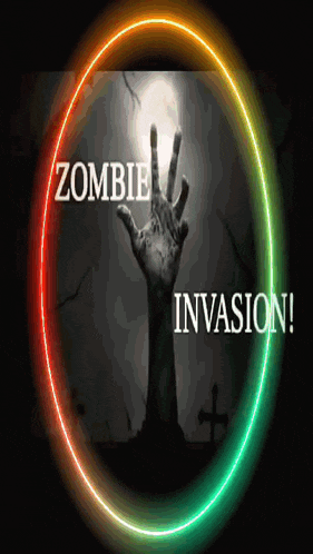 a picture of a zombie invasion with a hand reaching out