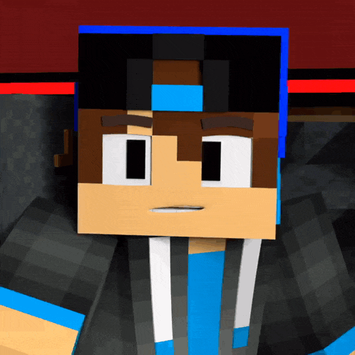 a minecraft character with a blue hat and a white shirt