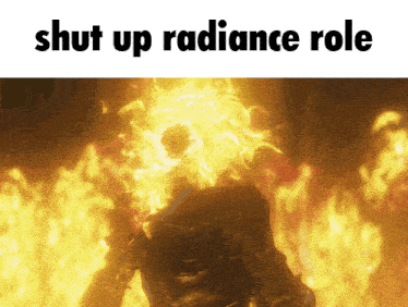 a picture of a ghost rider with the words shut up radiance role above it