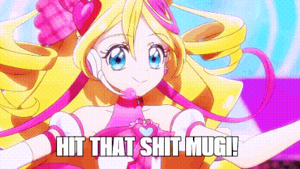 a girl with long blonde hair and blue eyes is wearing headphones and a pink dress .
