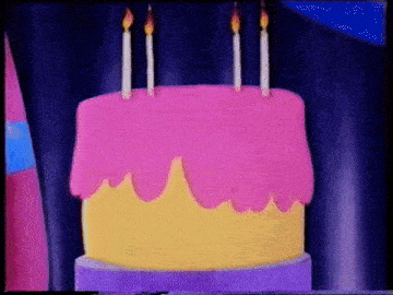 a birthday cake with three candles on top of it .