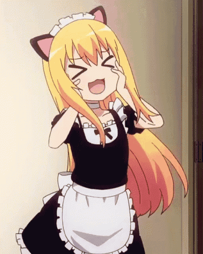 a girl in a maid outfit is making a face