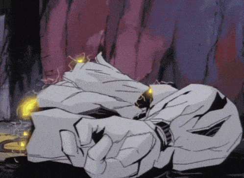 a cartoon drawing of a person laying on the ground with a purple background