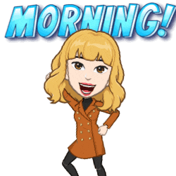 a cartoon of a woman with the words morning written above her