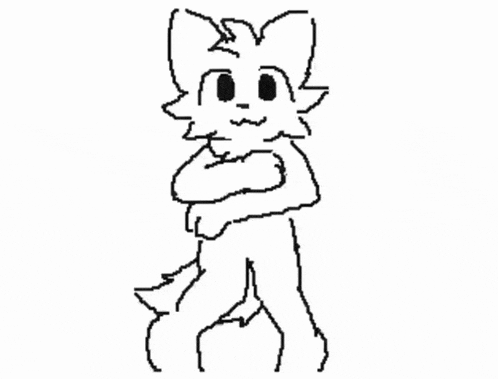 a black and white drawing of a cartoon character