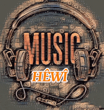 a drawing of headphones with the words music hewi