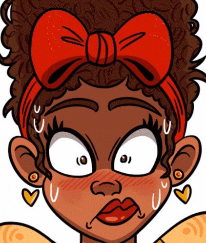 a cartoon girl with a red bow on her head