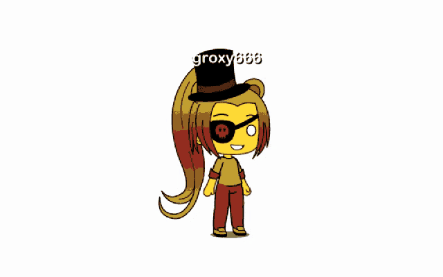 a cartoon character named groxy666 is wearing a top hat and red pants