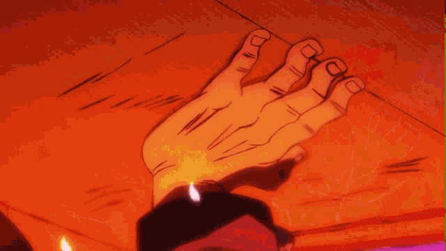 a close up of a person 's arm in a purple and orange background