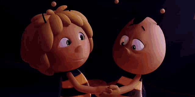 a cartoon character with green eyes is being kissed by another character