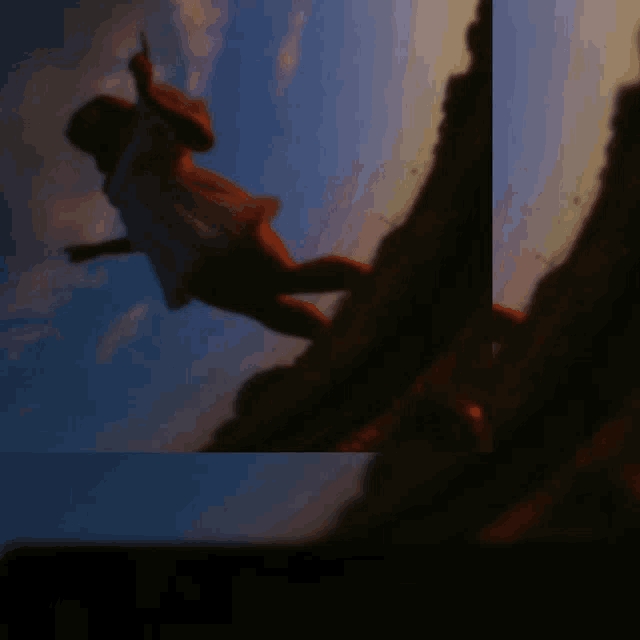 a painting of a person falling from a cliff