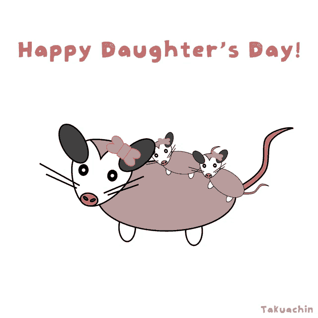 a happy daughter 's day greeting card with a cartoon mouse