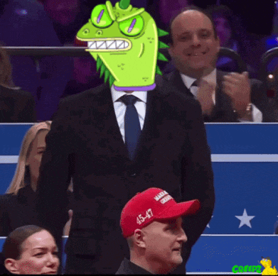 a man wearing a red hat with 45 on it applauds