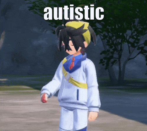 a cartoon character with the word autistic on the bottom