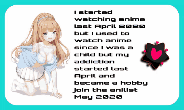 a picture of a girl with the words i started watching anime last april 2020