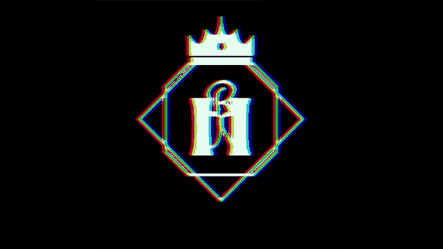 a black background with a red green and blue king symbol