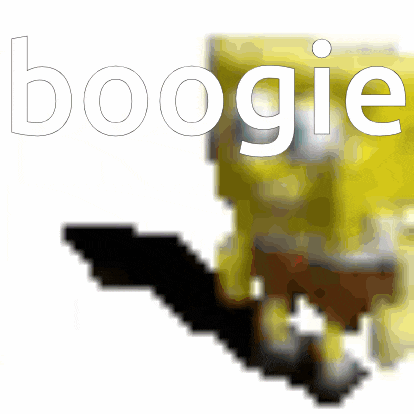 a blurry picture of spongebob with the word boogie written in white