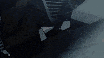 a computer generated image of a building that is being destroyed