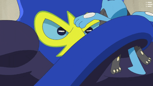 a cartoon drawing of a blue monster with yellow spots on it