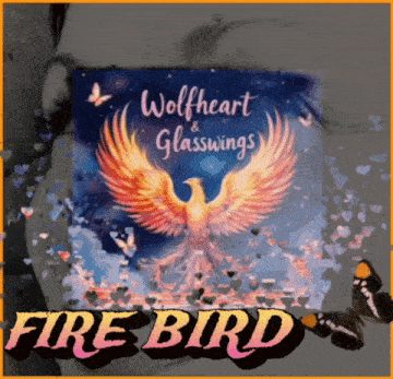 a poster with a phoenix and the words wolfheart and glasswings fire bird