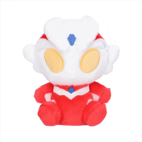 a red and white stuffed animal with a heart on it 's back