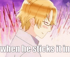 a cartoon of a man with the words " when he sticks it in "