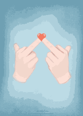 a drawing of two hands making a heart sign