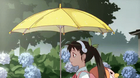 八九寺真宵 アニメ　傘　雨　晴れる　雨が止んだ GIF - Hachikuji Mayoi Umbrella GIFs