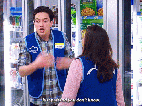 Superstore Jonah Simms GIF - Superstore Jonah Simms Just Pretend You Dont Know GIFs
