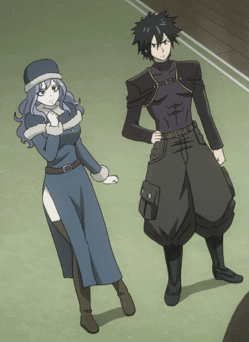 a man and a woman standing next to each other in a cartoon
