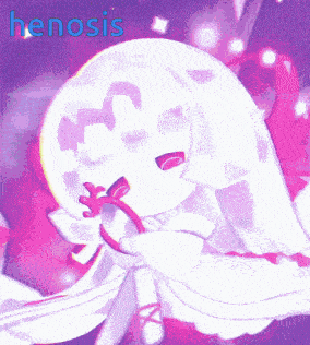 a cartoon drawing of a ghost with the word henosis on the bottom