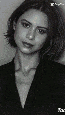 a black and white photo of a woman with the caption " capcut "