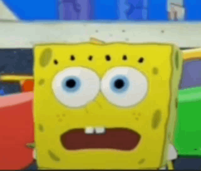 spongebob squarepants is making a surprised face in a cartoon .