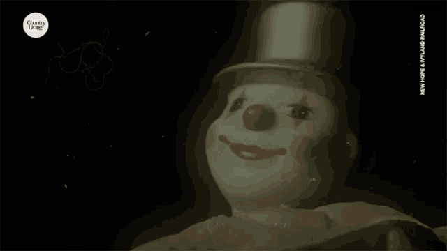 a clown doll with a top hat and a caption that says and it 's sure to be full of freaky frrights