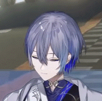 a close up of a person 's face with purple hair