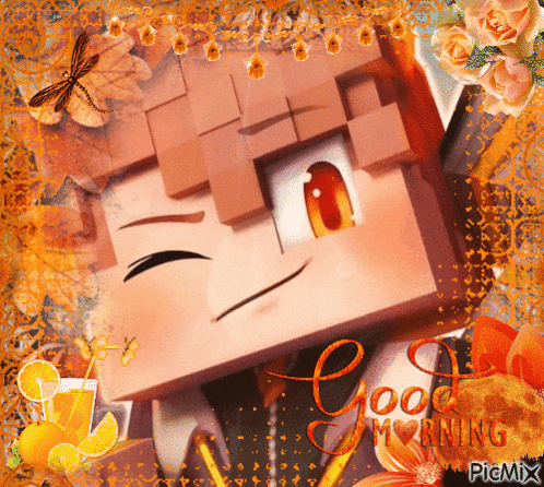a picture of a cartoon character with the words good morning on it